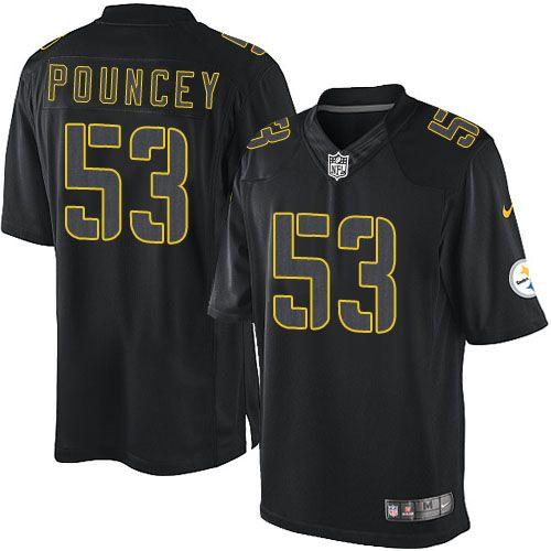 Men's Limited Maurkice Pouncey Nike Jersey Black - #53 Impact NFL Pittsburgh Steelers